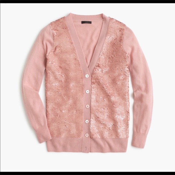 J Crew Cashmere Blend Sequin Cardigan 